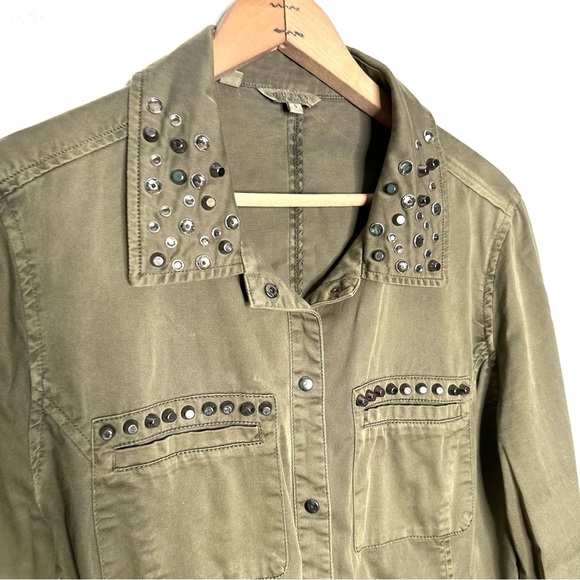 GUESS Studded Military Shirt Jacket Size Small - Picture 3 of 10